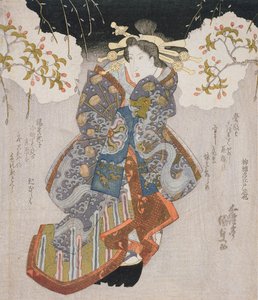 Bir fahişe olarak Iwai Kumesaburo II, 1830 dolayları (renkli tahta baskı)